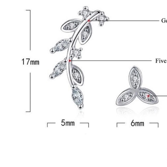 Asymmetric Sterling Silver 925 Stud Earrings - Picture 3 of 4